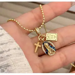 GENERICO - Collar VIRGEN AZUL en Acero Inoxidable