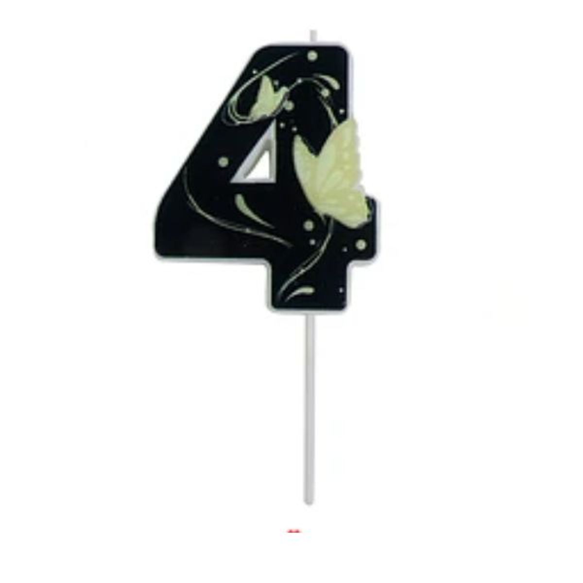 GENERICO - Vela Nº 4 de mariposa negro-dorado 12cm