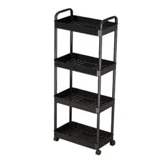 GENERICO - Carro Organizador 4 Niveles Con Ruedas Multiuso Cocina Baño Negro