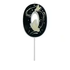 GENERICO - Vela Nº 0 de mariposa negro-dorado 12cm