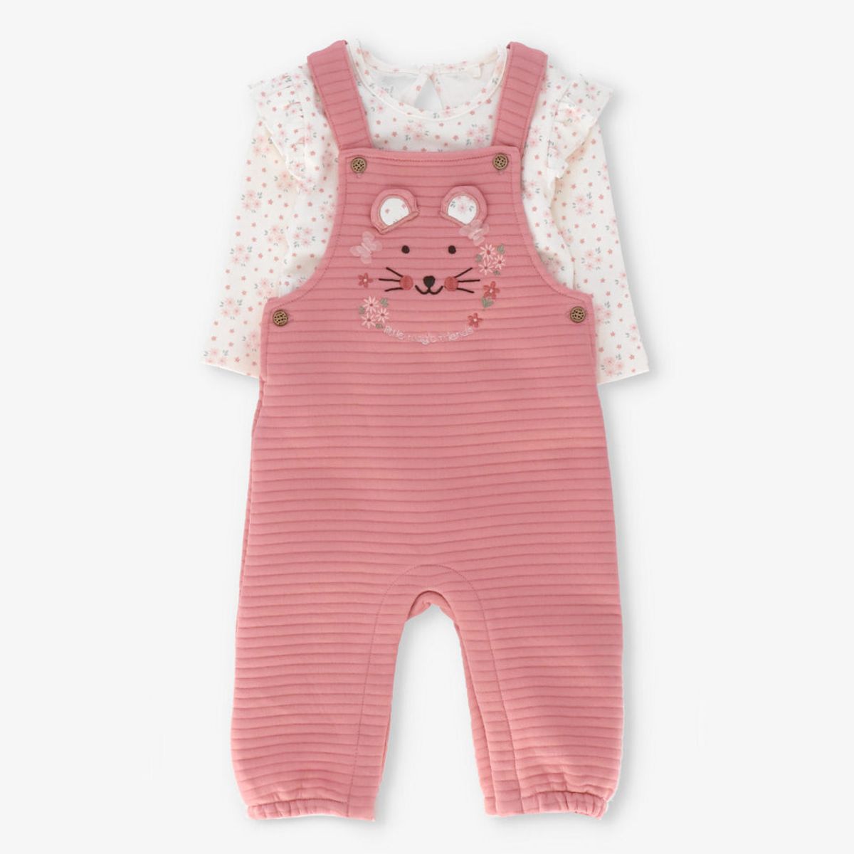 4KIDS - Jardinera recién nacida con body rosado 4 Kids