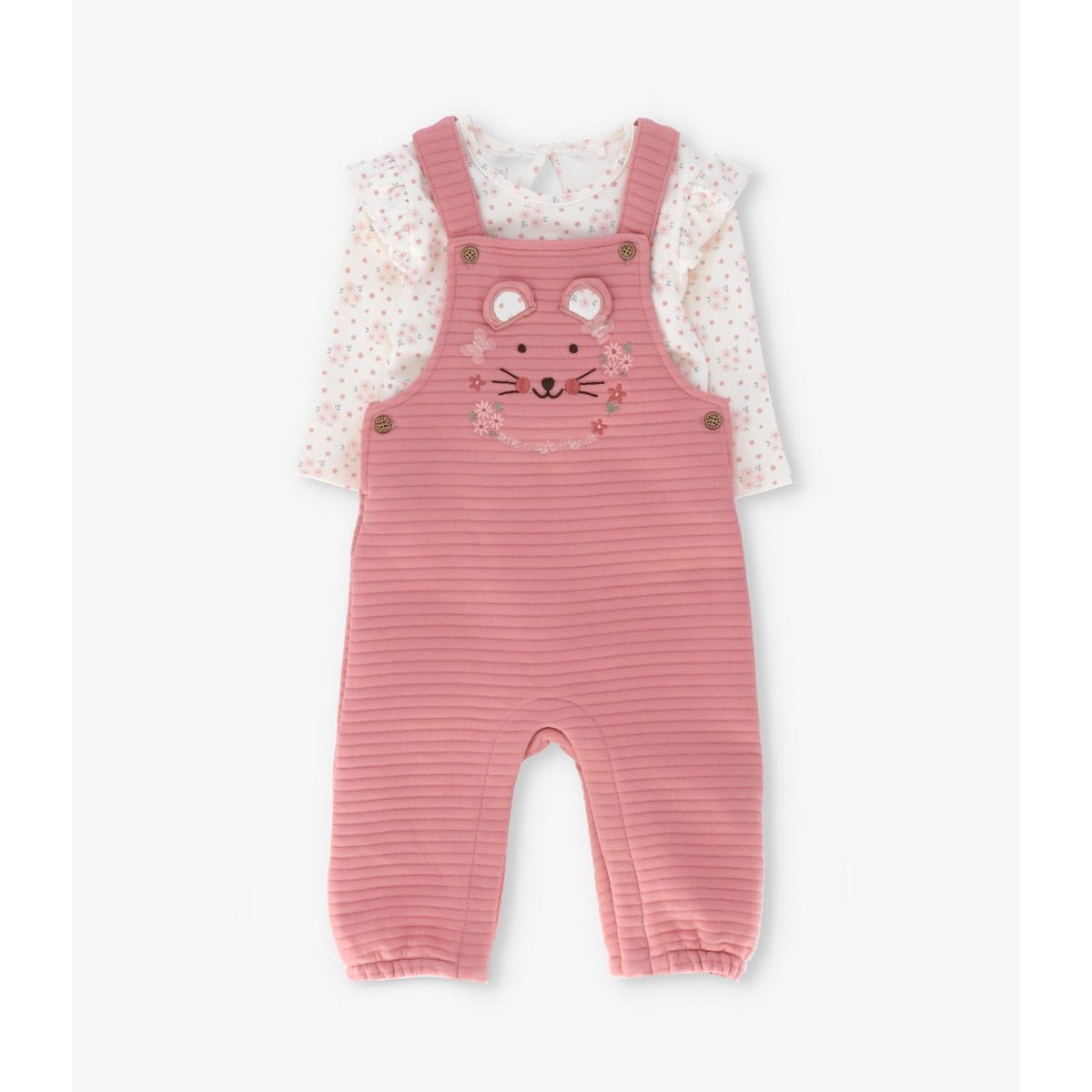 4KIDS - Jardinera recién nacida con body rosado 4 Kids