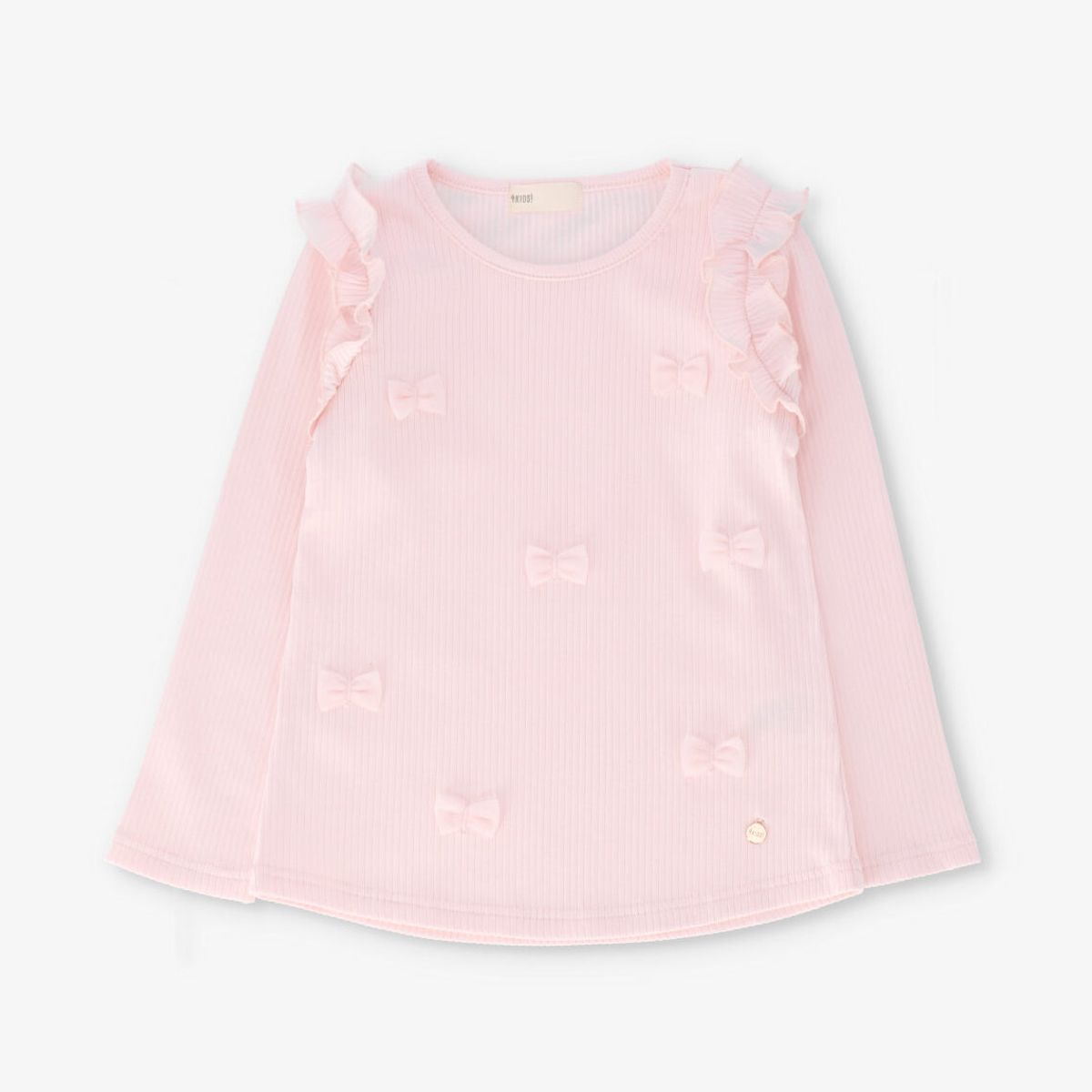 4KIDS - Polera manga larga niña con vuelos palo rosa 4 Kids