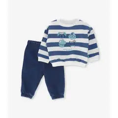 BLACK AND BLUE - Conjunto recién nacido con rayas azul