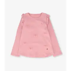 4KIDS - Polera manga larga niña con vuelos rosado 4 Kids