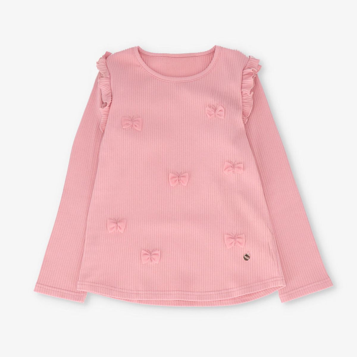 4KIDS - Polera manga larga niña con vuelos rosado 4 Kids