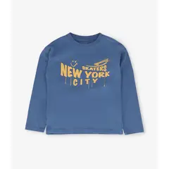 4KIDS - Polera manga larga niño new york azul 4 Kids