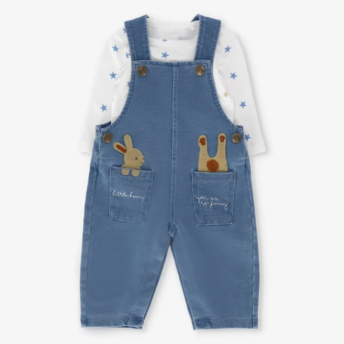 4KIDS - Jardinera recién nacido con body denim azul 4 Kids