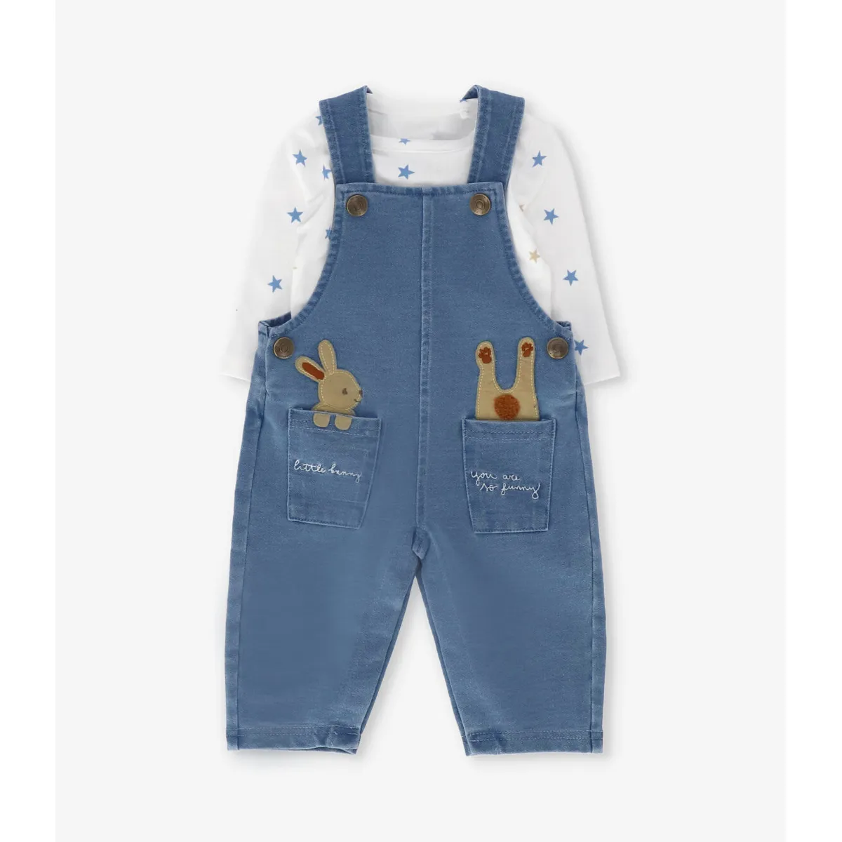 4KIDS - Jardinera recién nacido con body denim azul 4 Kids