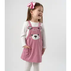 LIMONADA - Vestido bebé de cotelé palo rosa