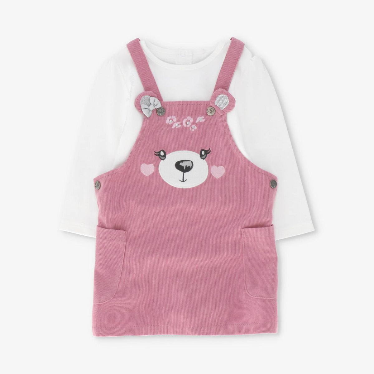 LIMONADA - Vestido bebé de cotelé palo rosa Limonada