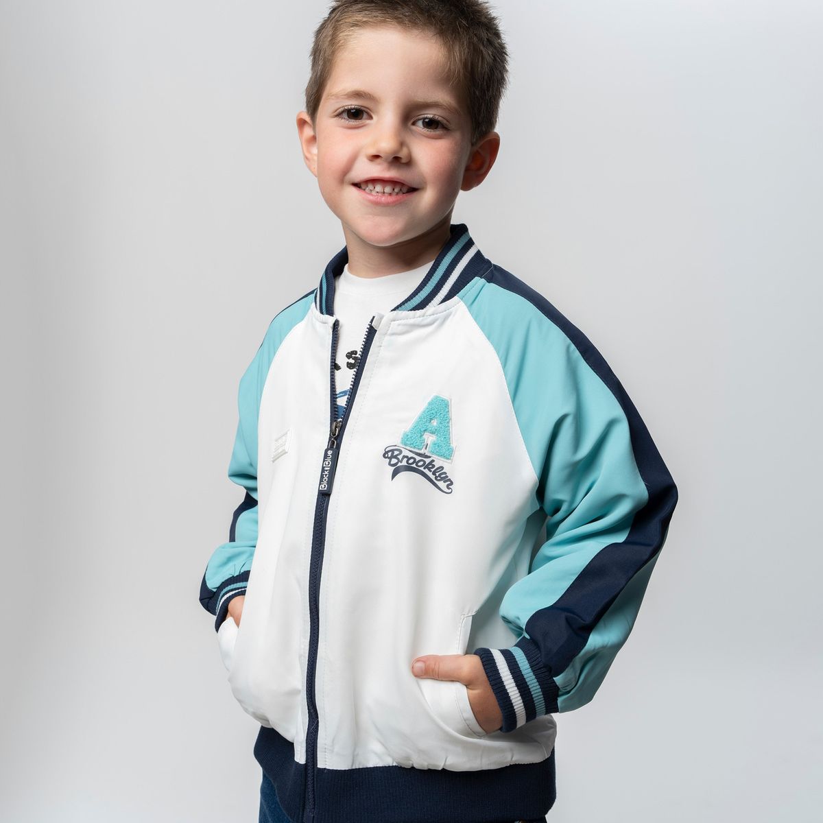 BLACK AND BLUE - Chaqueta niño bomber crudo Black and Blue