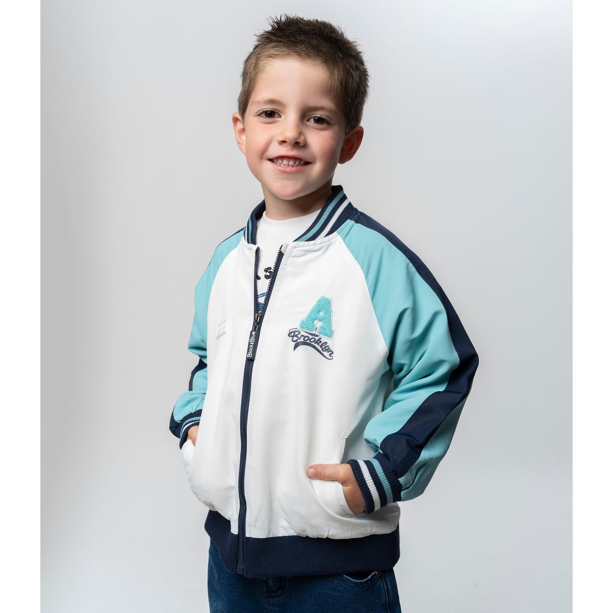 BLACK AND BLUE - Chaqueta niño bomber crudo Black and Blue