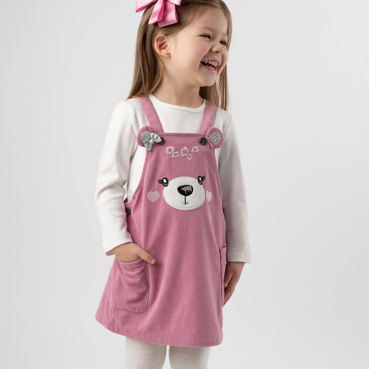 LIMONADA - Vestido bebé de cotelé palo rosa Limonada