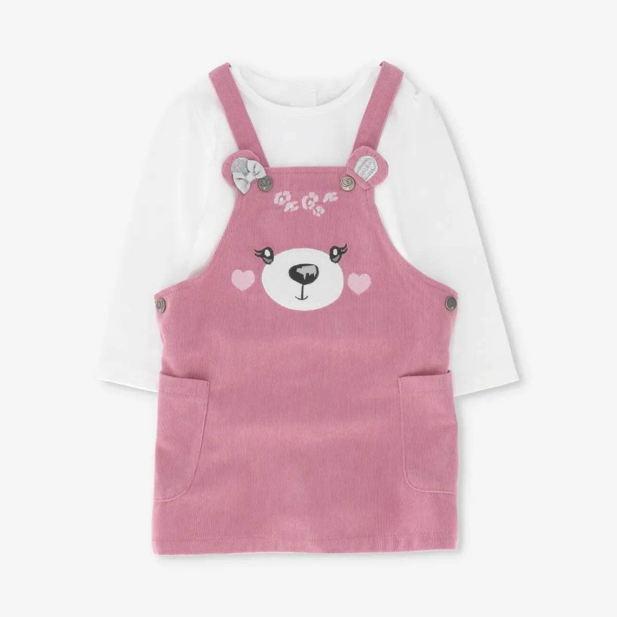 LIMONADA - Vestido bebé de cotelé palo rosa Limonada