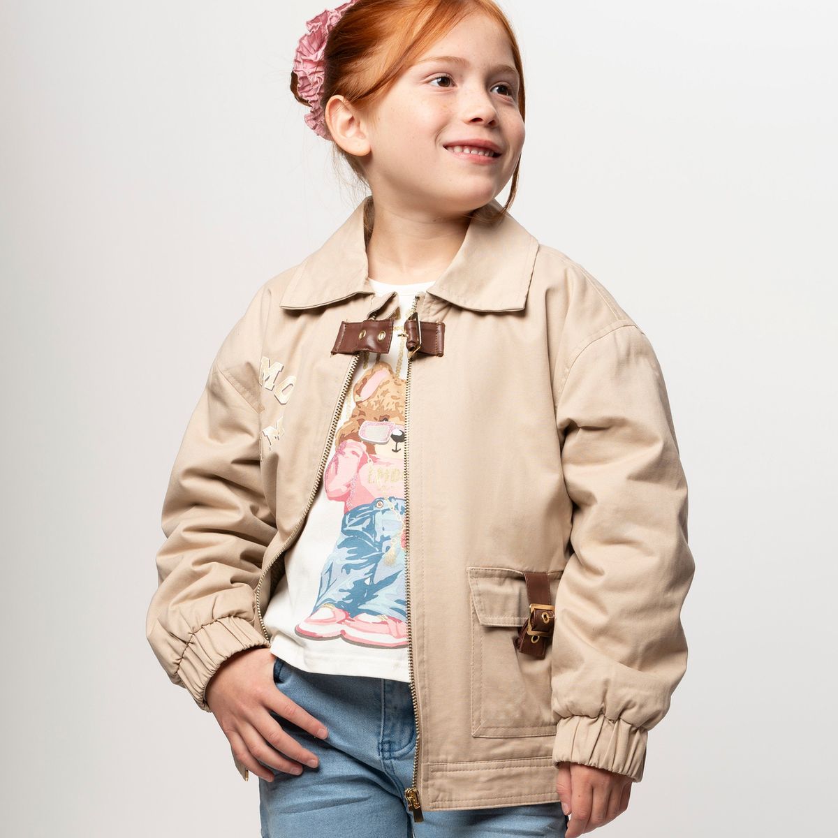 LIMONADA - Chaqueta niña aviadora beige Limonada