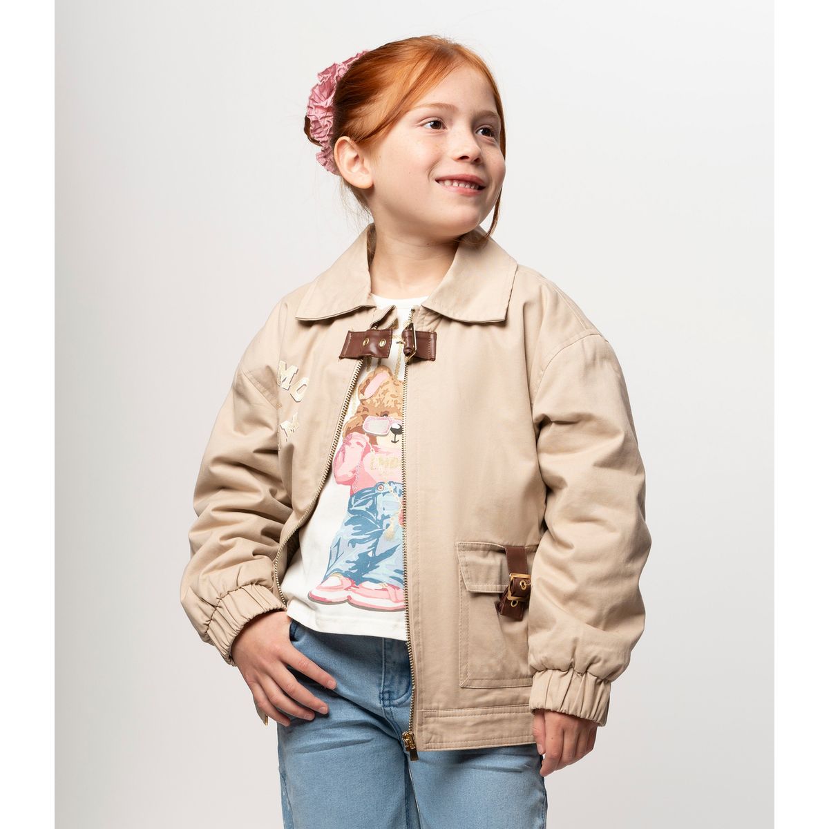LIMONADA - Chaqueta niña aviadora beige Limonada