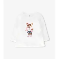 LIMONADA - Polera manga larga niña con oso crudo