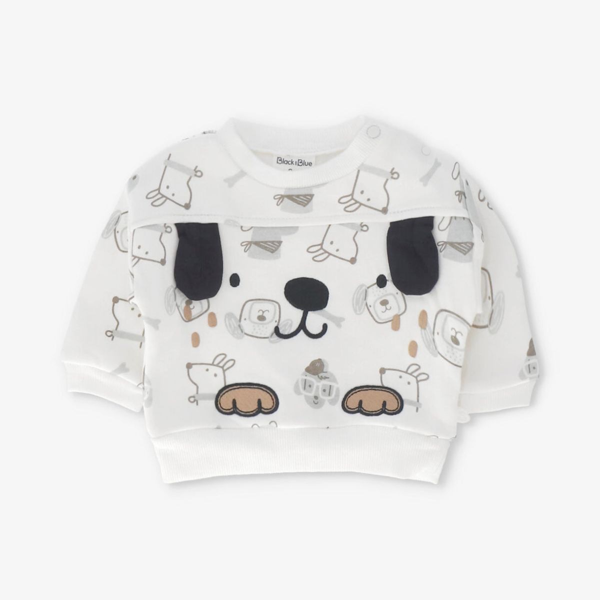 BLACK AND BLUE - Conjunto recién nacido con perrito crudo Black and Blue