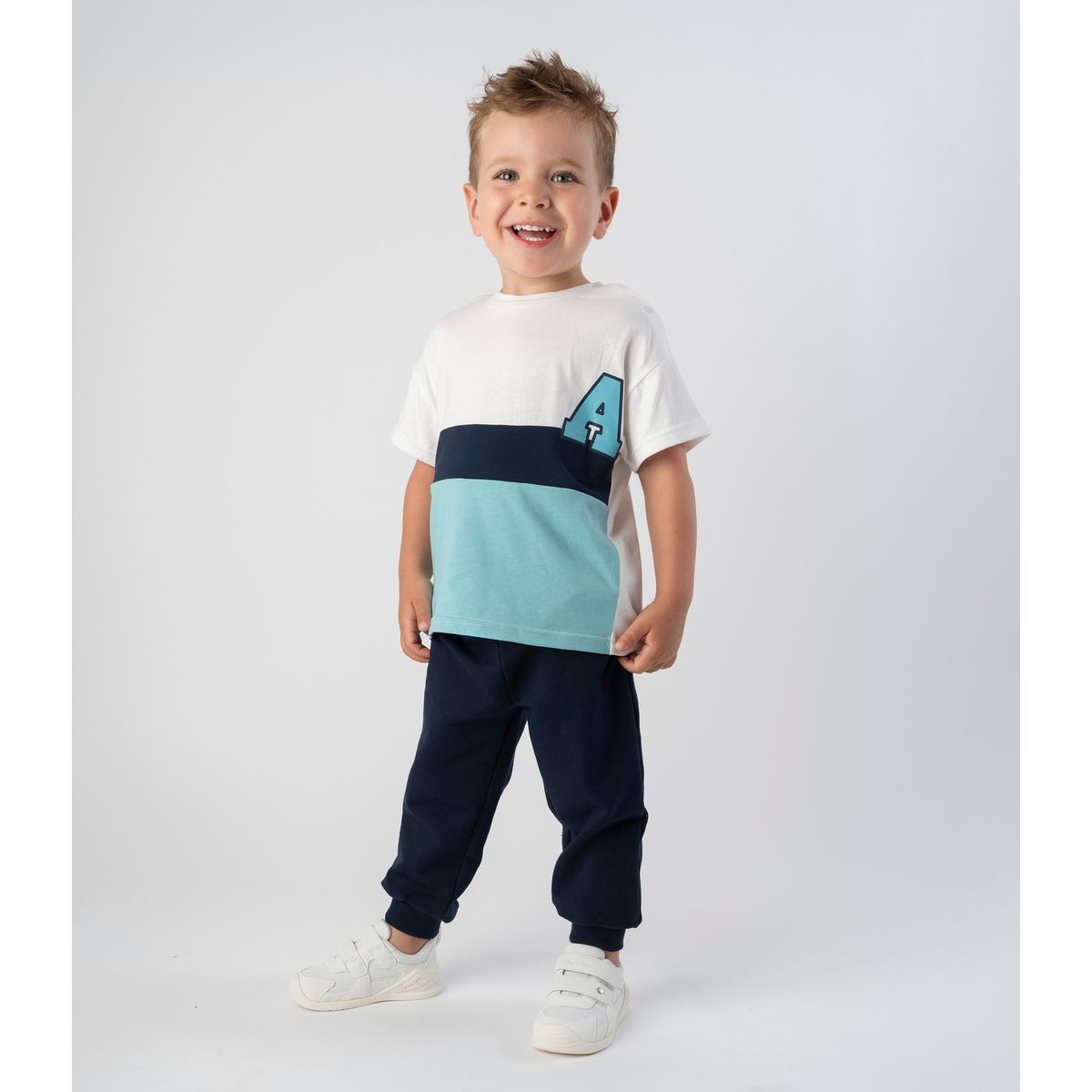 BLACK AND BLUE - Conjunto bebé básico crudo Black and Blue