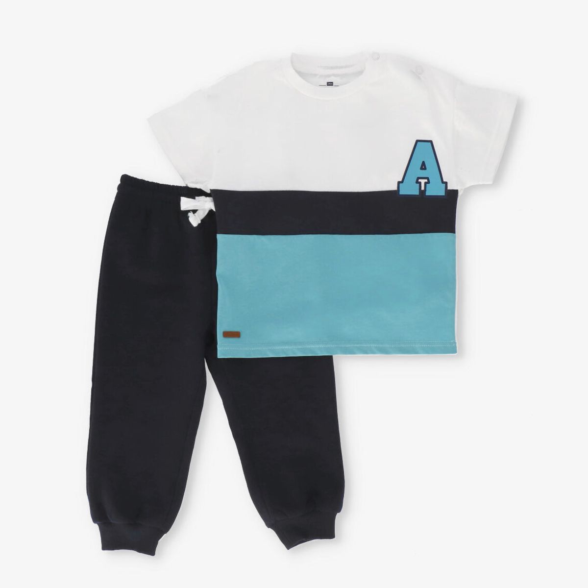 BLACK AND BLUE - Conjunto bebé básico crudo Black and Blue