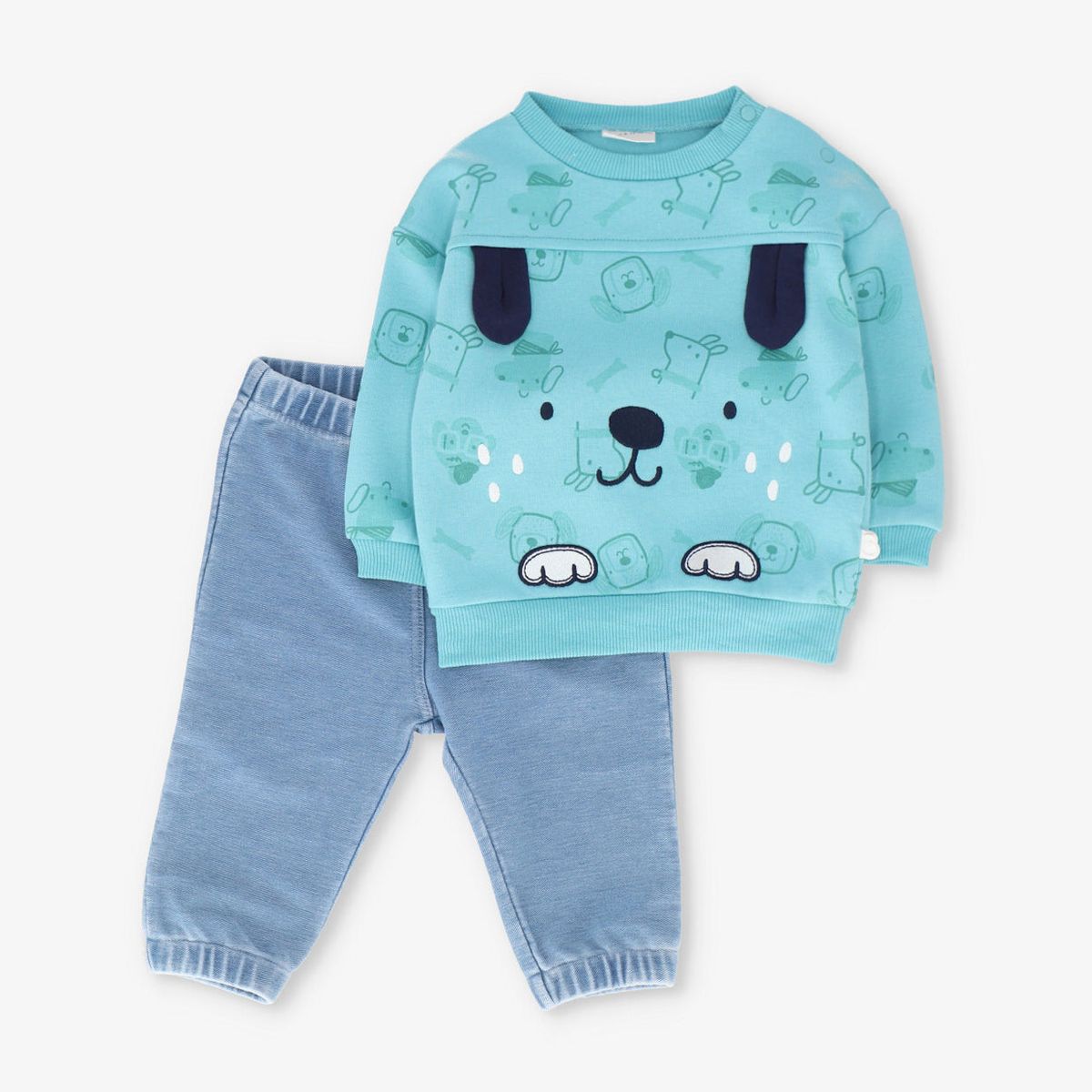 BLACK AND BLUE - Conjunto recién nacido con perrito menta Black and Blue