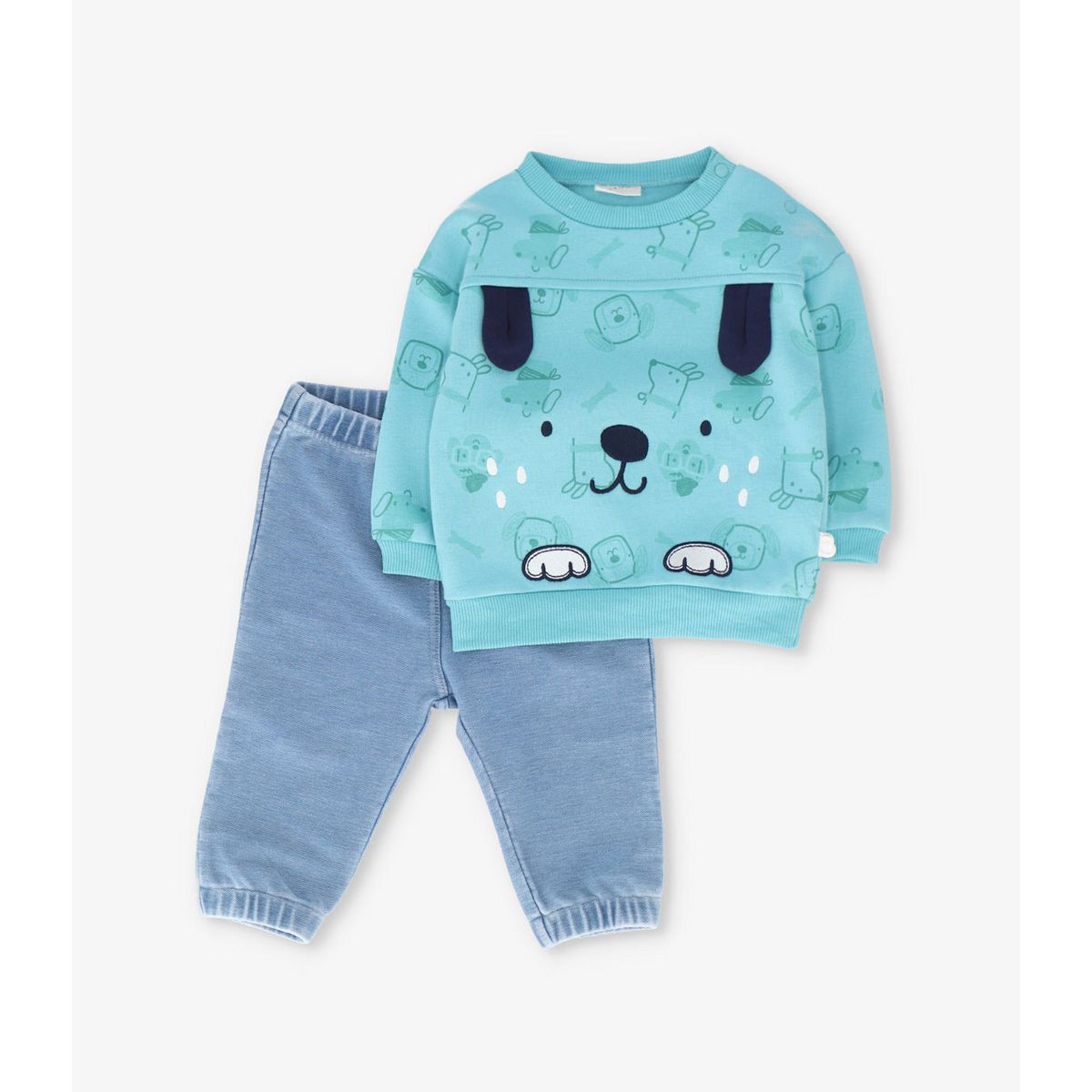 BLACK AND BLUE - Conjunto recién nacido con perrito menta Black and Blue
