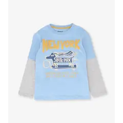 4KIDS - Polera manga larga niño new york celeste 4 Kids