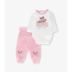 LIMONADA - Conjunto recién nacida con oso palo rosa