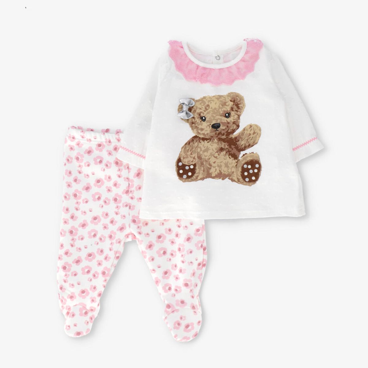 LIMONADA - Conjunto recién nacida con oso rosado Limonada