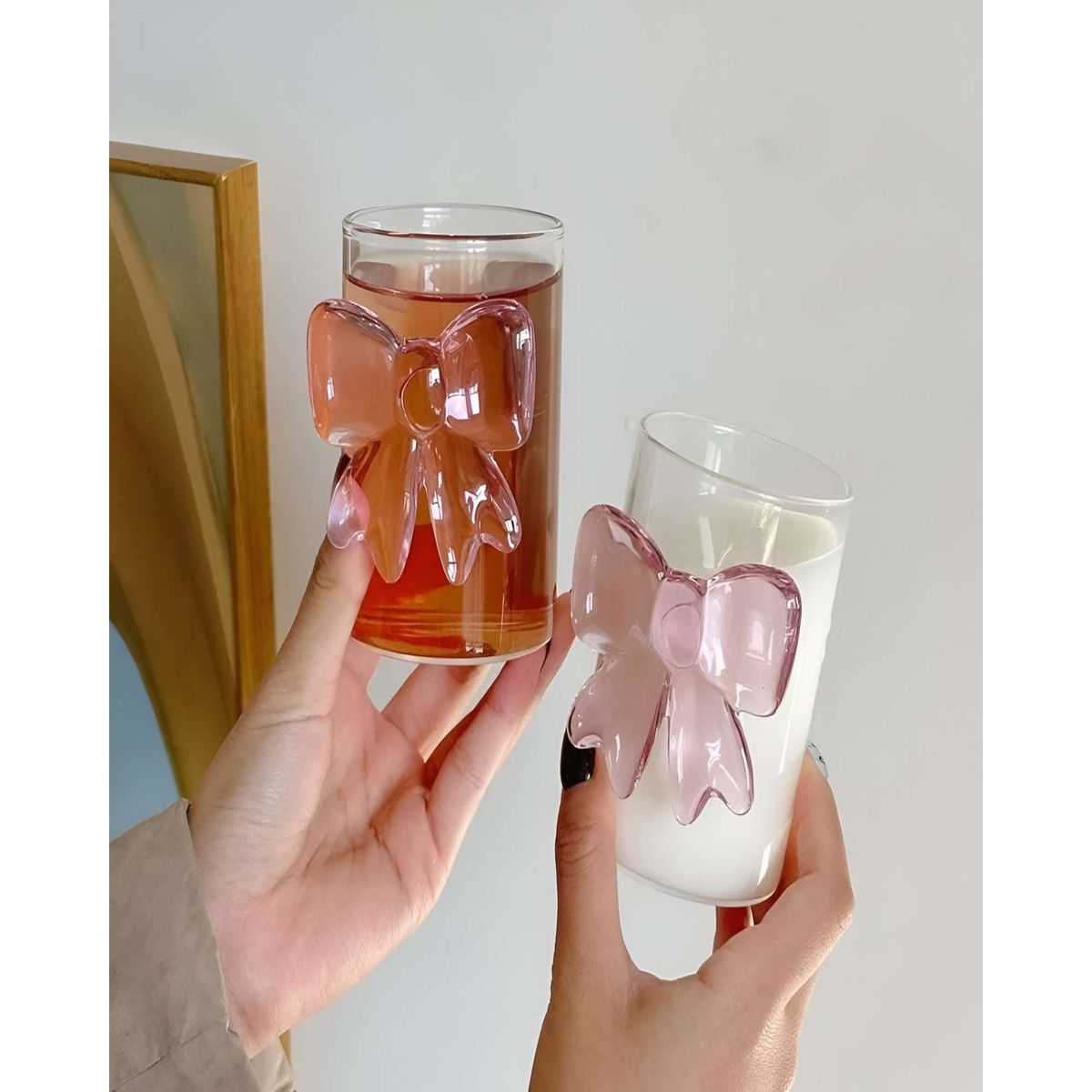 GENERICO - Juego de 2 Vasos de Cristal Diseño Lazo