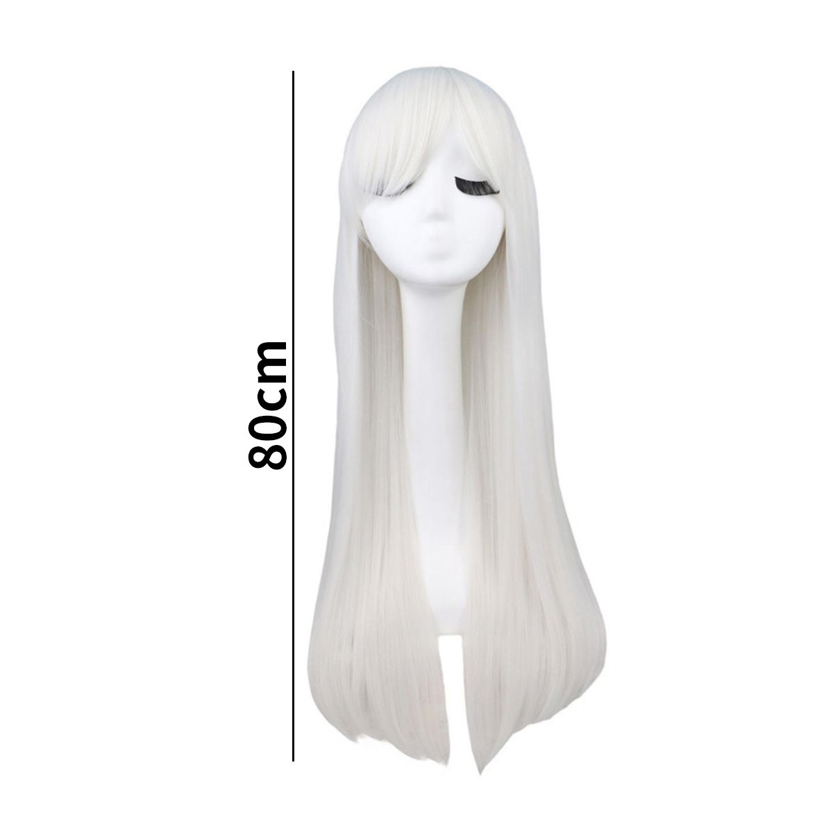 KINDA NICE - Peluca Cosplay Larga Recta Multicolor Con Redecilla 80cm Blanco