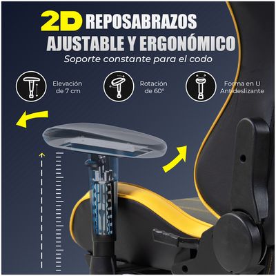 Imagen 2 del producto Silla Gamer Premium ES900 Reclinable 180° Reposabrazos 2D - Naranja