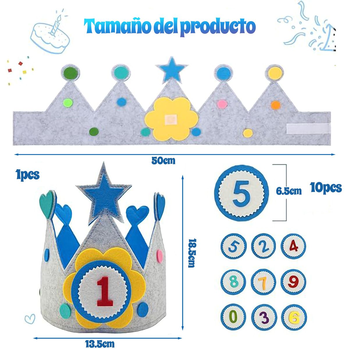 GENERICO - 0-9 Niños Sombrero De Corona De Cumpleaños Con Números