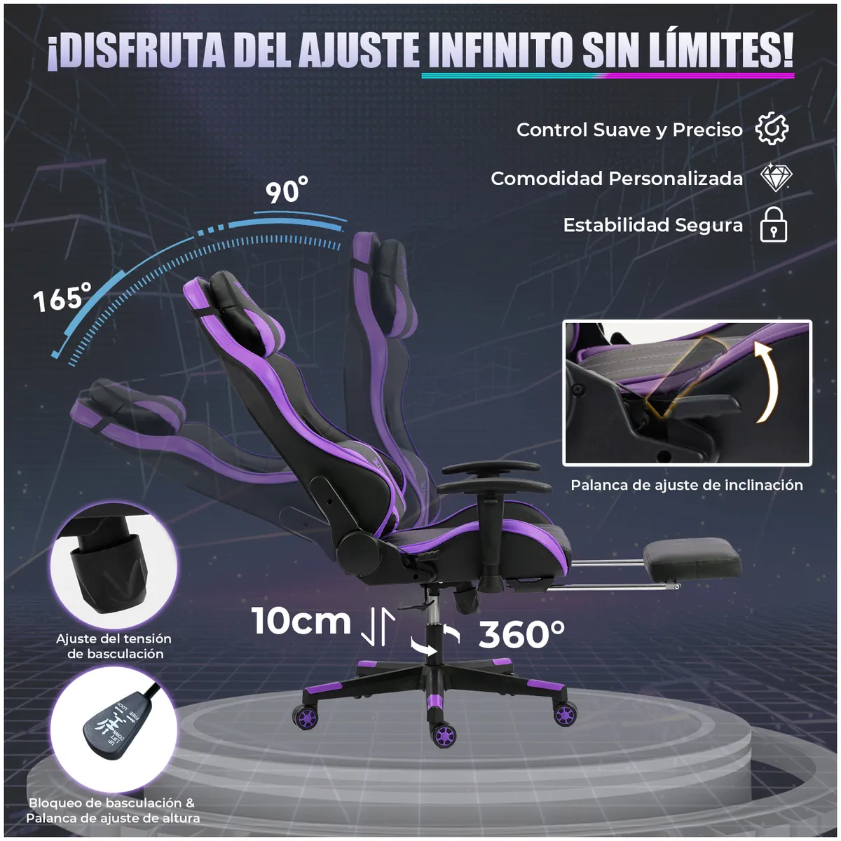 VIDITA - Silla Gamer Premium ES900 Reclinable 180° Reposabrazos 2D - Naranja