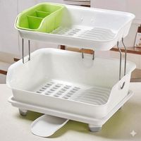 Escurridor de platos 2 niveles para organizar y secar utensilios de cocina