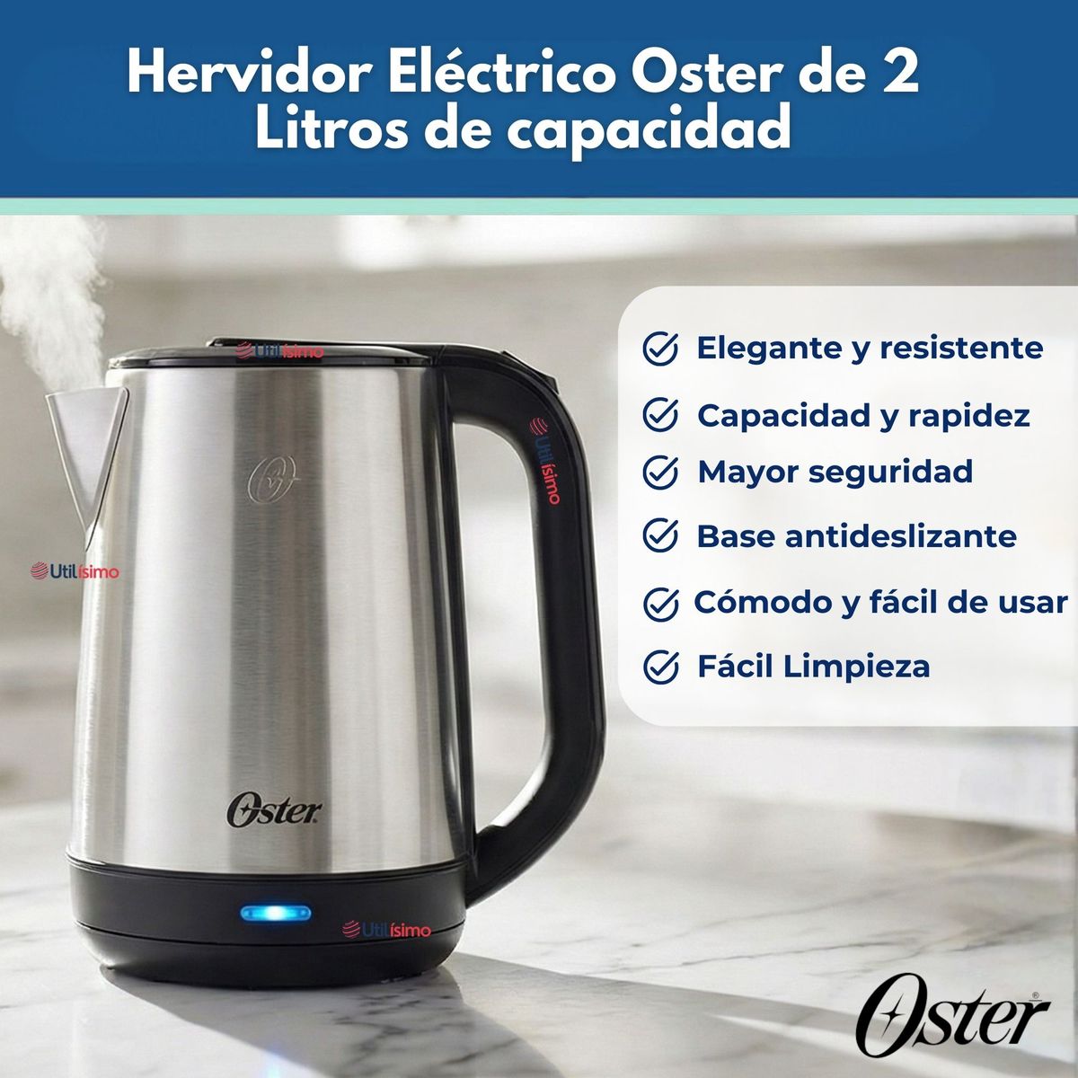 OSTER - Hervidor Eléctrico Oster de 2 Litros de capacidad, BVSTKT674 Versión 2026