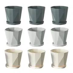 KINDA NICE - 9 Pcs Macetas De Plastico Con Separador De Agua 3 Colores