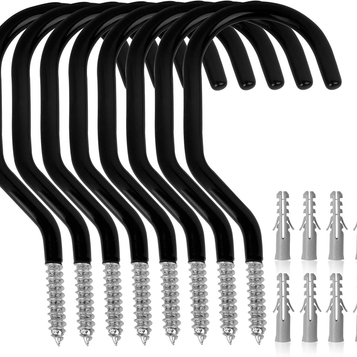 GENERICO - Pack 10 Unidades Ganchos Para Colgar Bicicletas 15x7cm Metal Negro