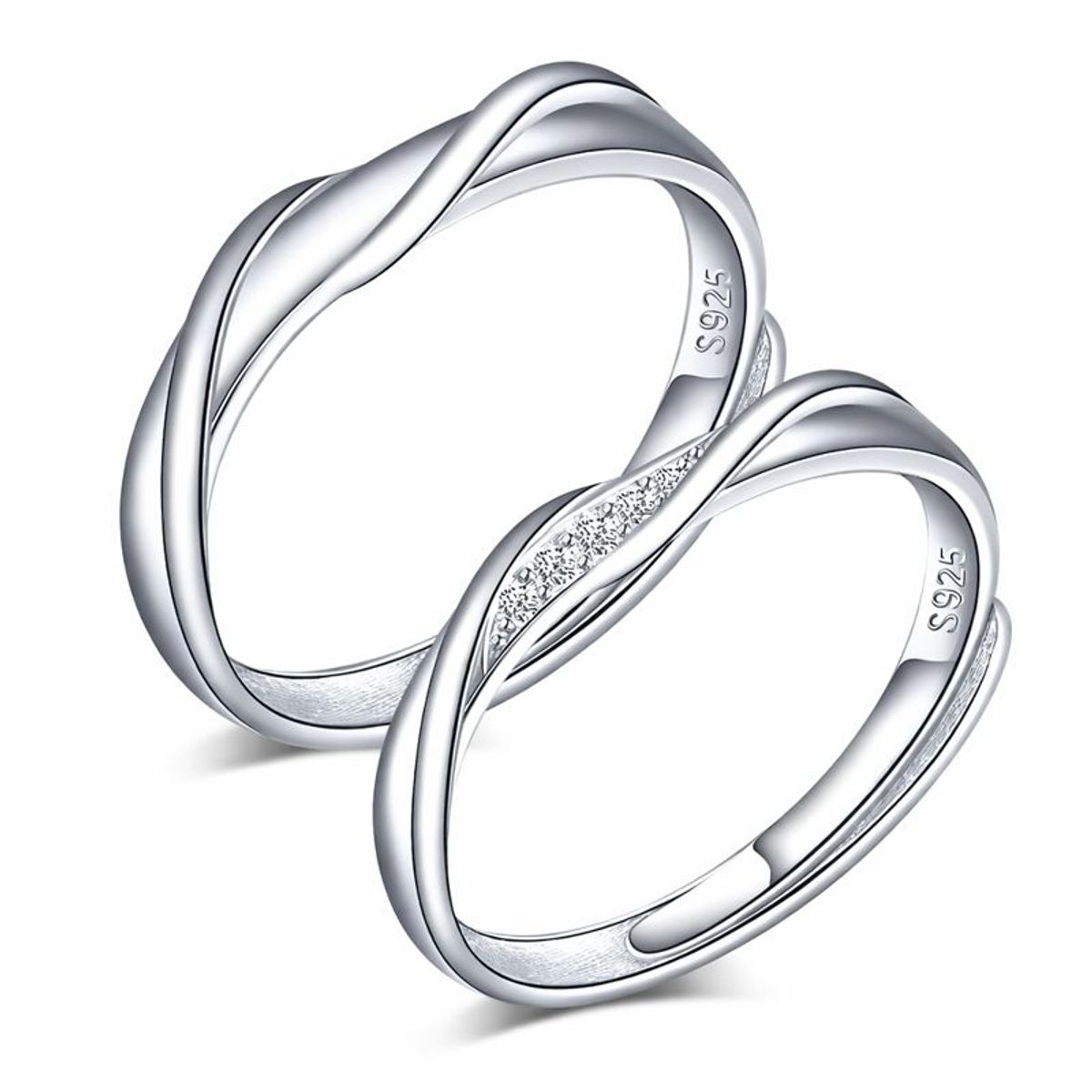 GENERICO - Anillos pareja  ajustables amor ilusión plata 925