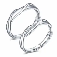 GENERICO - Anillos pareja ajustables amor ilusión plata 925