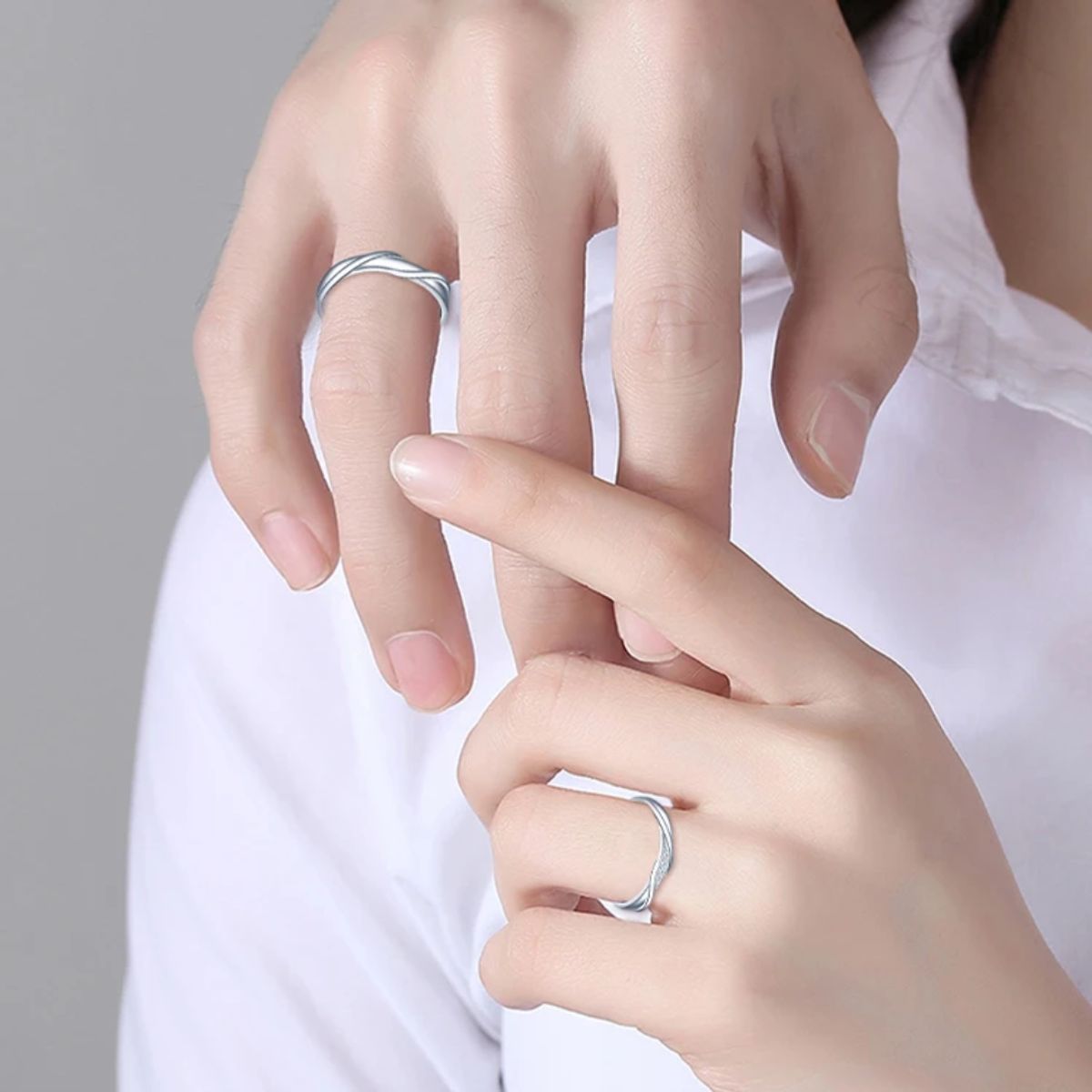 GENERICO - Anillos pareja  ajustables amor ilusión plata 925