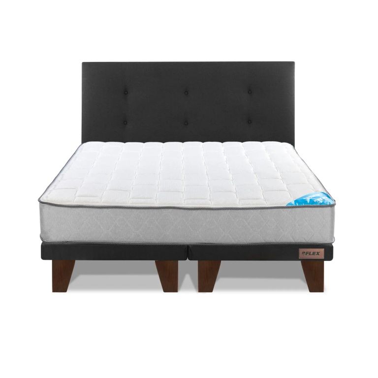 Cama Europea Flat Therapedic New 2 plazas B/D + Respaldo Royal Negro