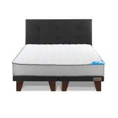 FLEX - Cama Europea Flat Therapedic New 2 plazas B/D + Respaldo Royal Negro