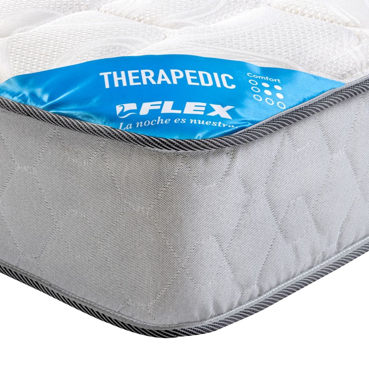 FLEX - Cama Europea Flat Therapedic New 2 plazas B/D + Respaldo Royal Negro