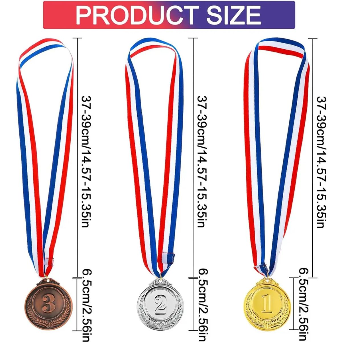 GENERICO - X12 Medallas Metal De Oro Plata Bronce Deportivas Con Cintas