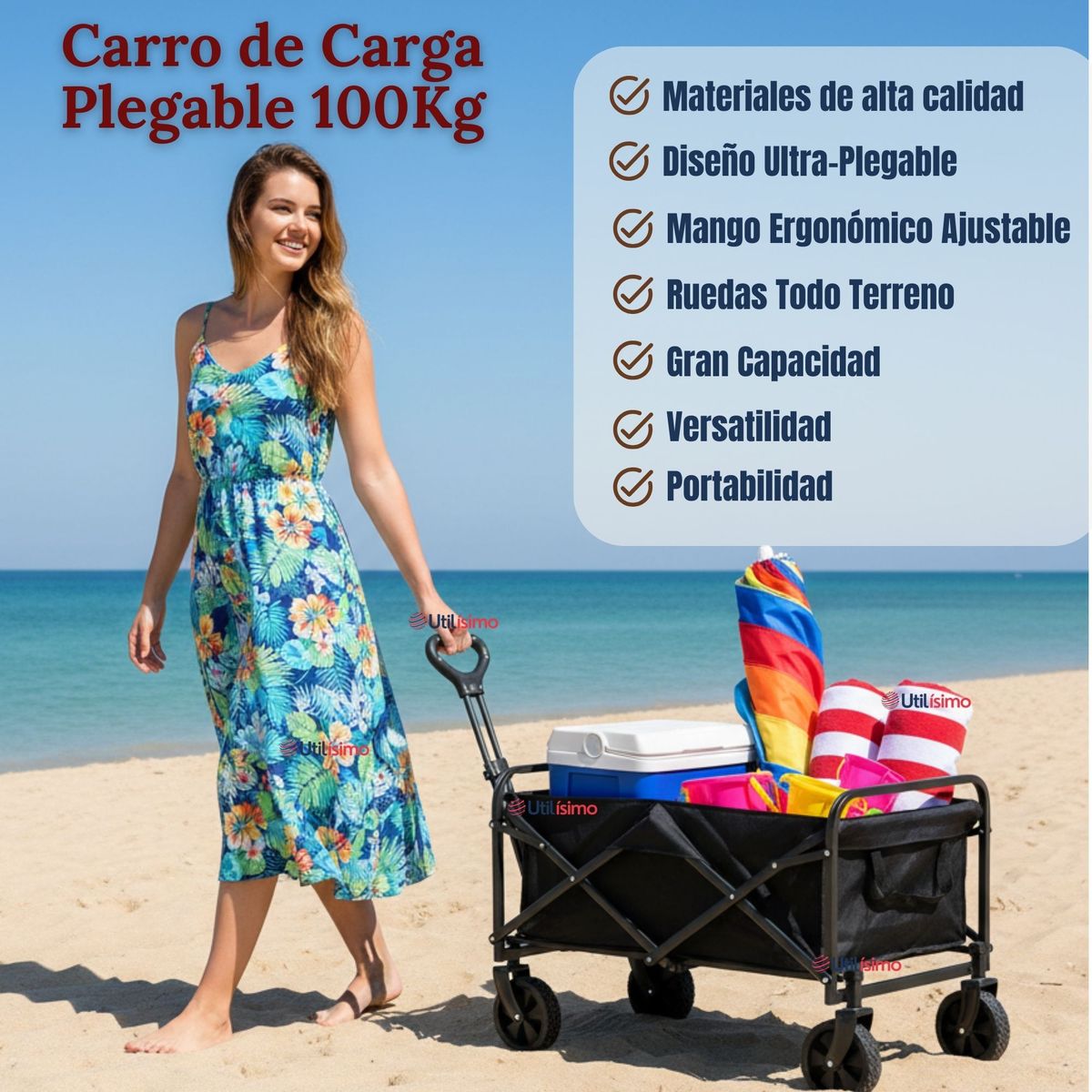 LINE - Carrito Compras Plegable Organizador Ideal Para El Camping 100Kg