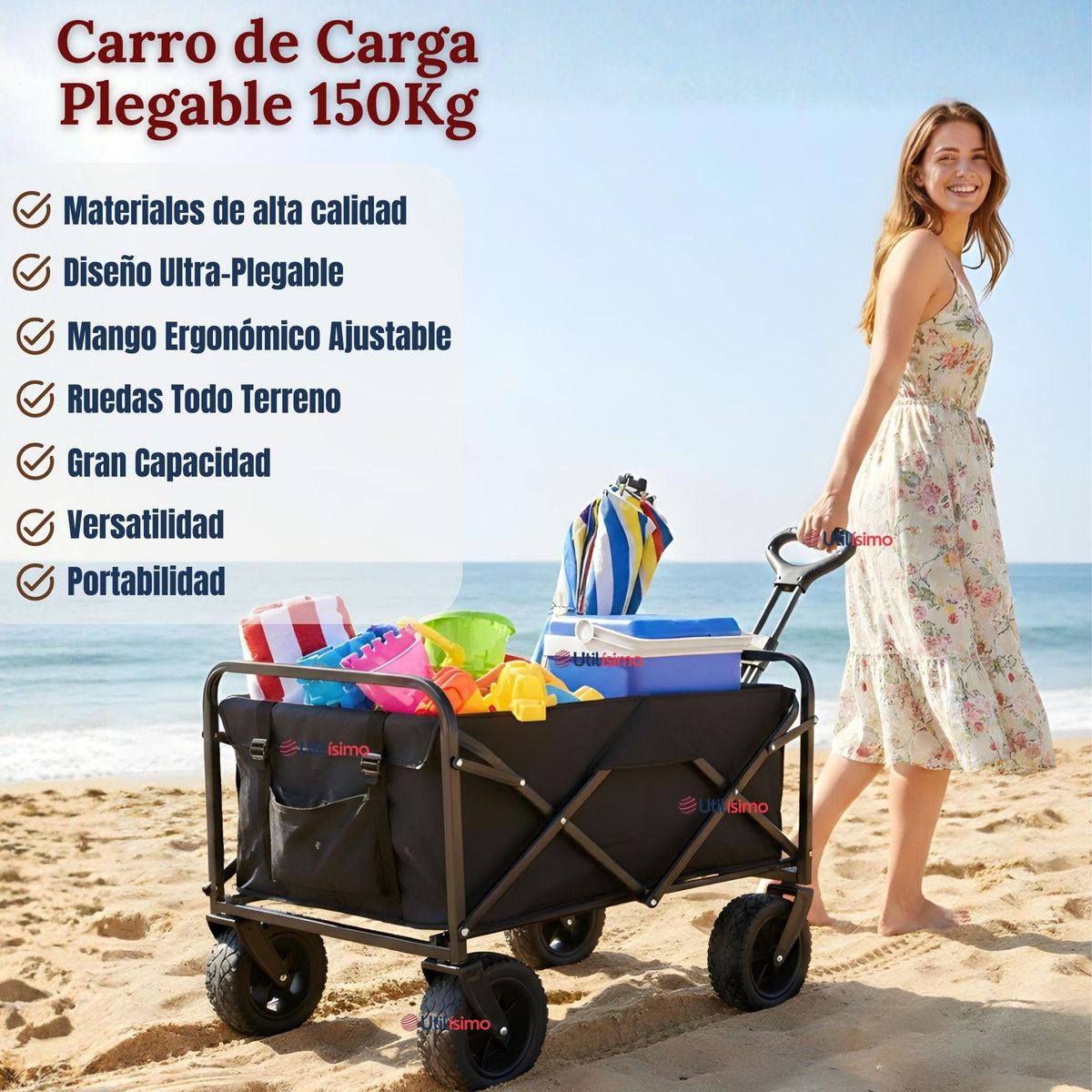 LINE - Carrito Compras Plegable Organizador Ideal Para El Camping 150Kg