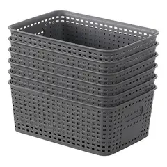 EINICIO - 6 Paquetes Cestas de Almacenamiento de Plástico Gris