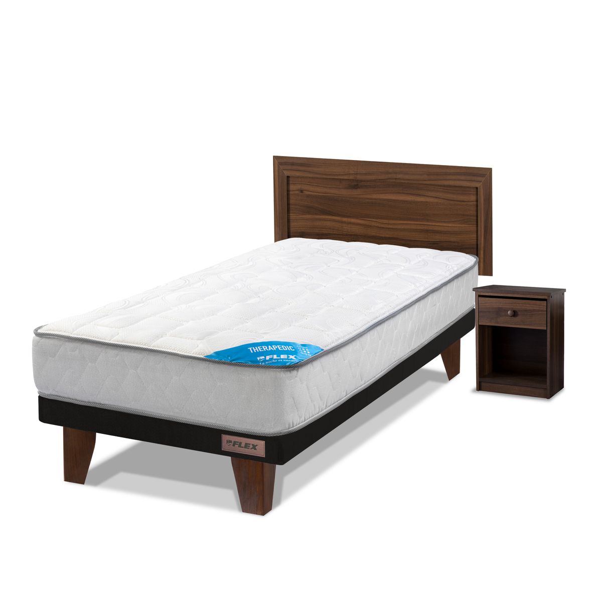 FLEX - Cama Europea Flat Therapedic New 1 plaza + Set Asturias